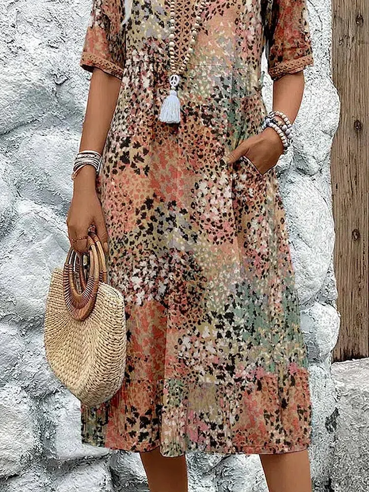 Relaxed Fit Floral Pattern Dress for Women