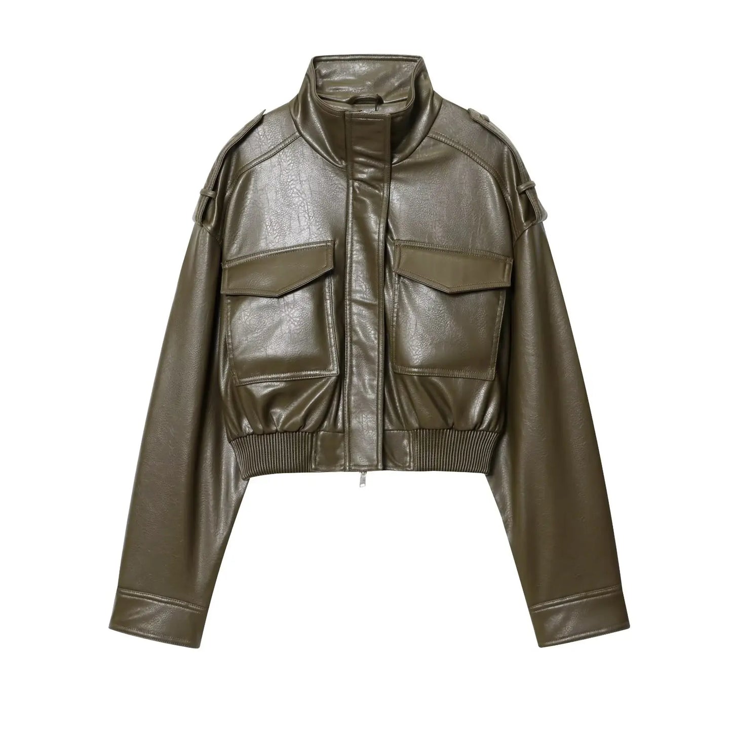 Biker Style Jacket With Zipper for Women