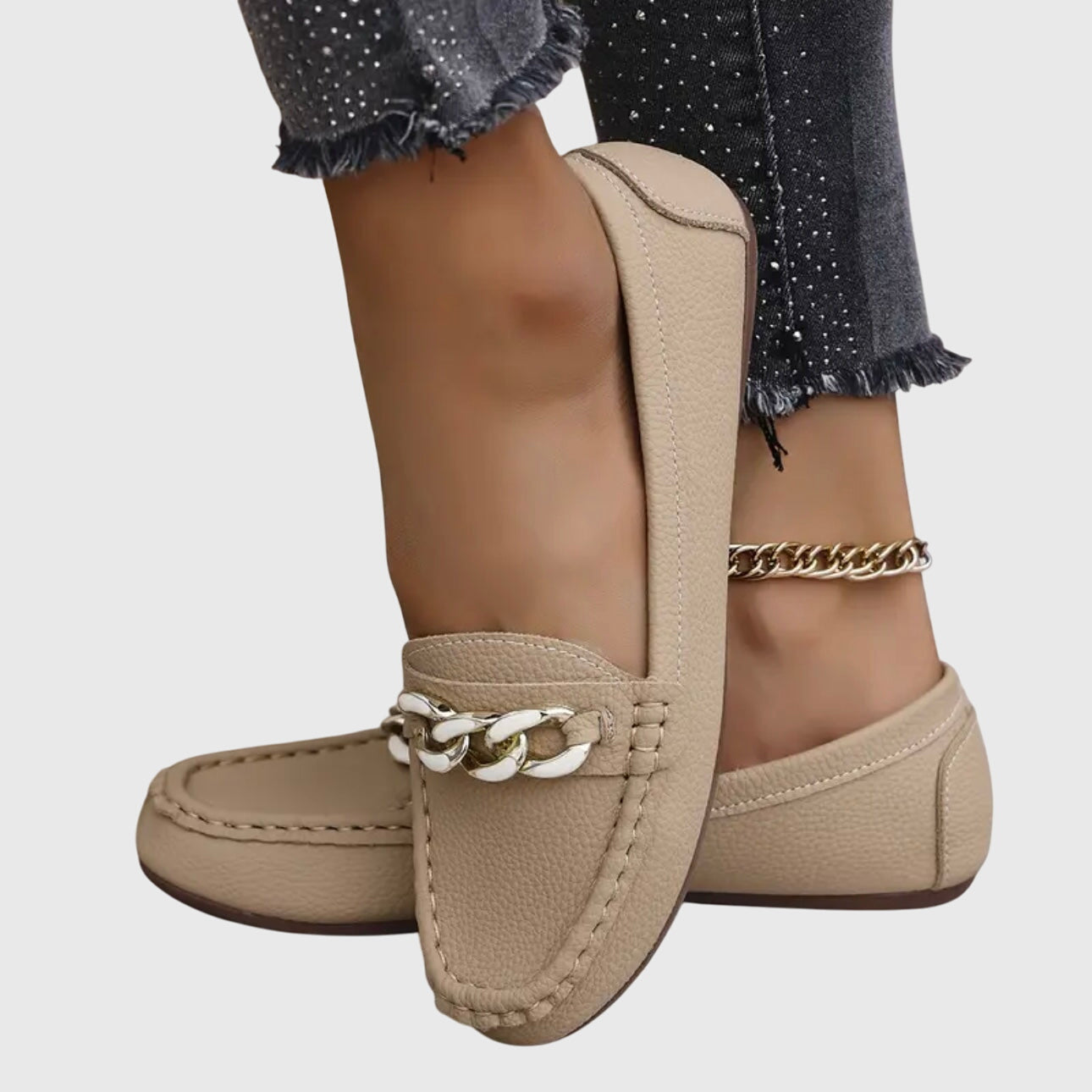 Slip-On Loafers with Chain Detail for Women