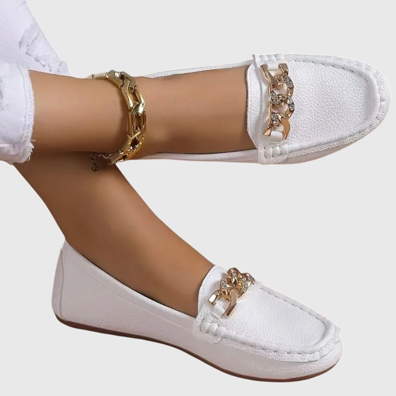 Slip-On Loafers with Chain Detail for Women