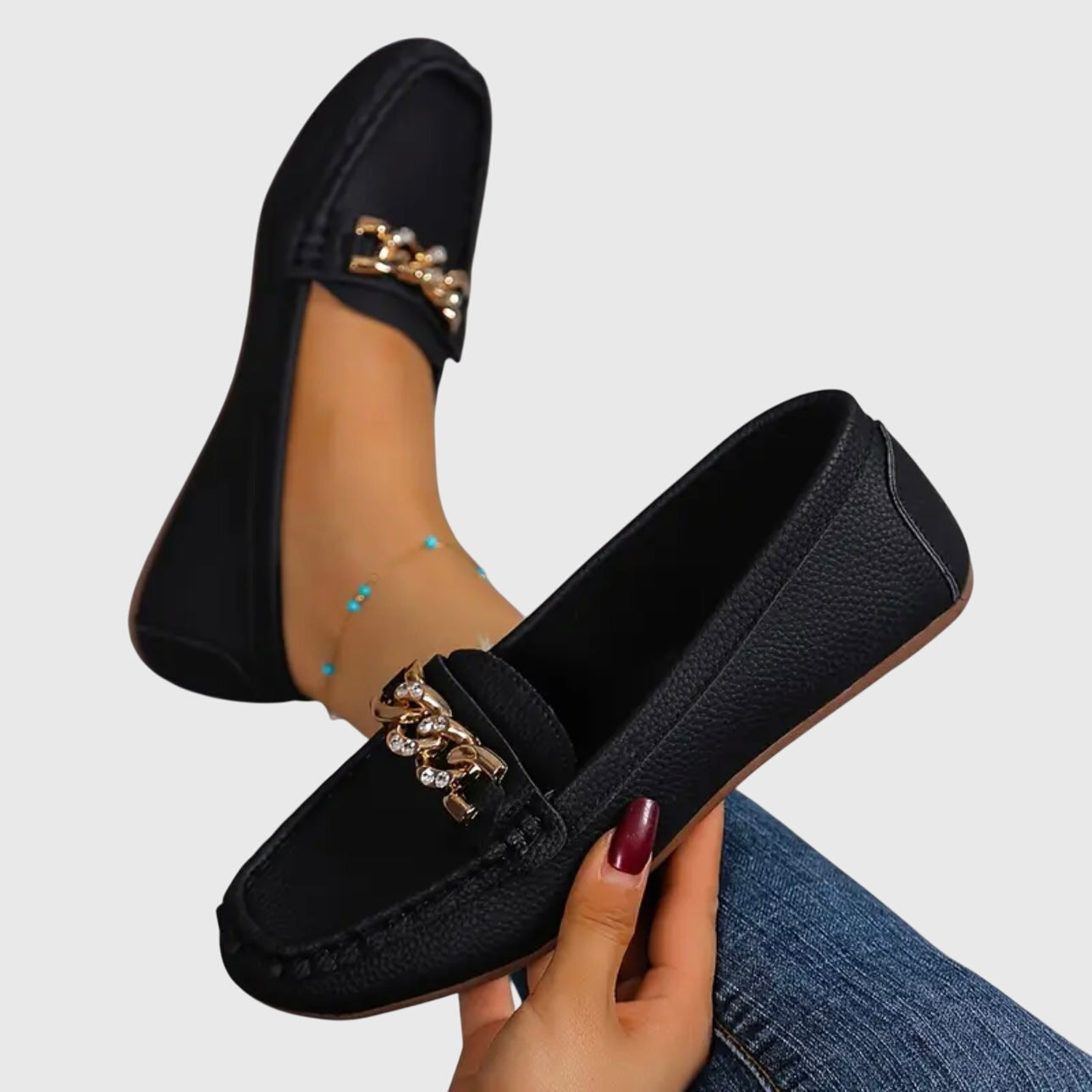 Slip-On Loafers with Chain Detail for Women