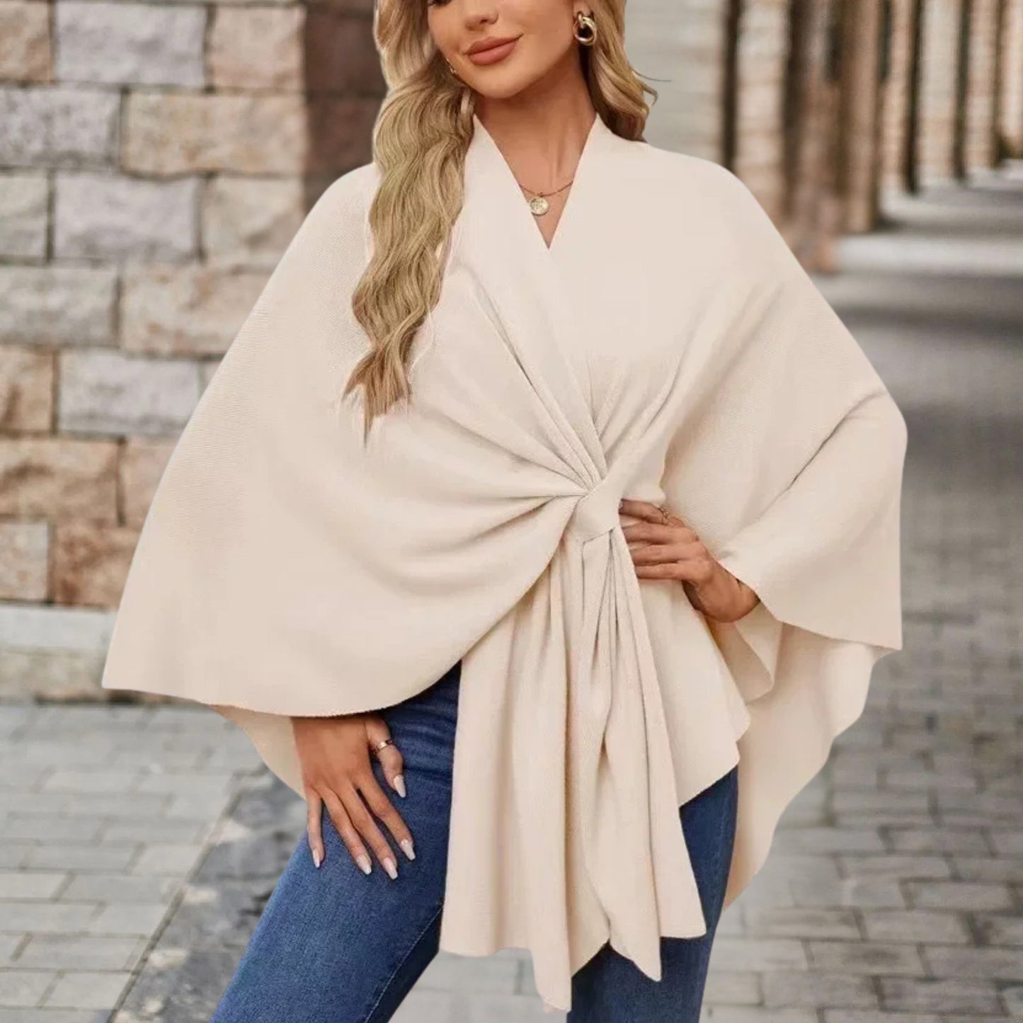 Top with Draped Knot Detail and Flowing Fit for Women