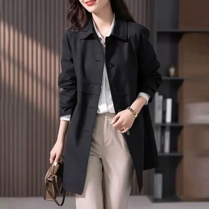 Classic Button-Up Trench Coat for Women