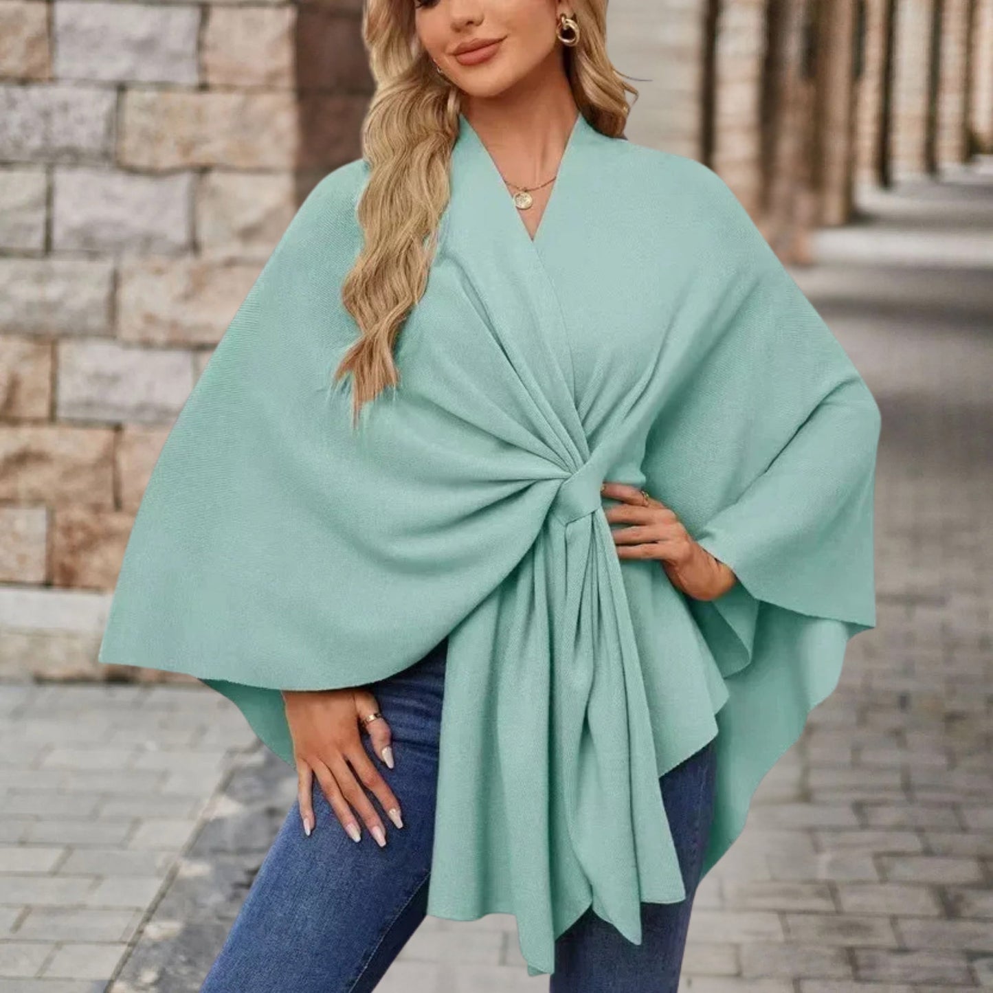 Top with Draped Knot Detail and Flowing Fit for Women