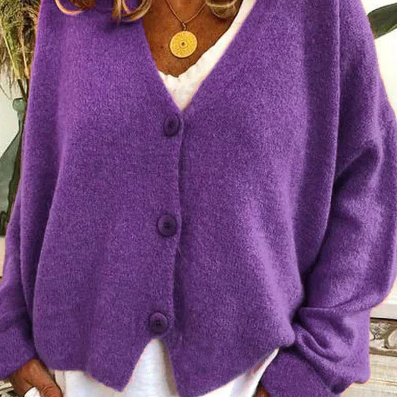 V-Neck Button Cardigan for Women