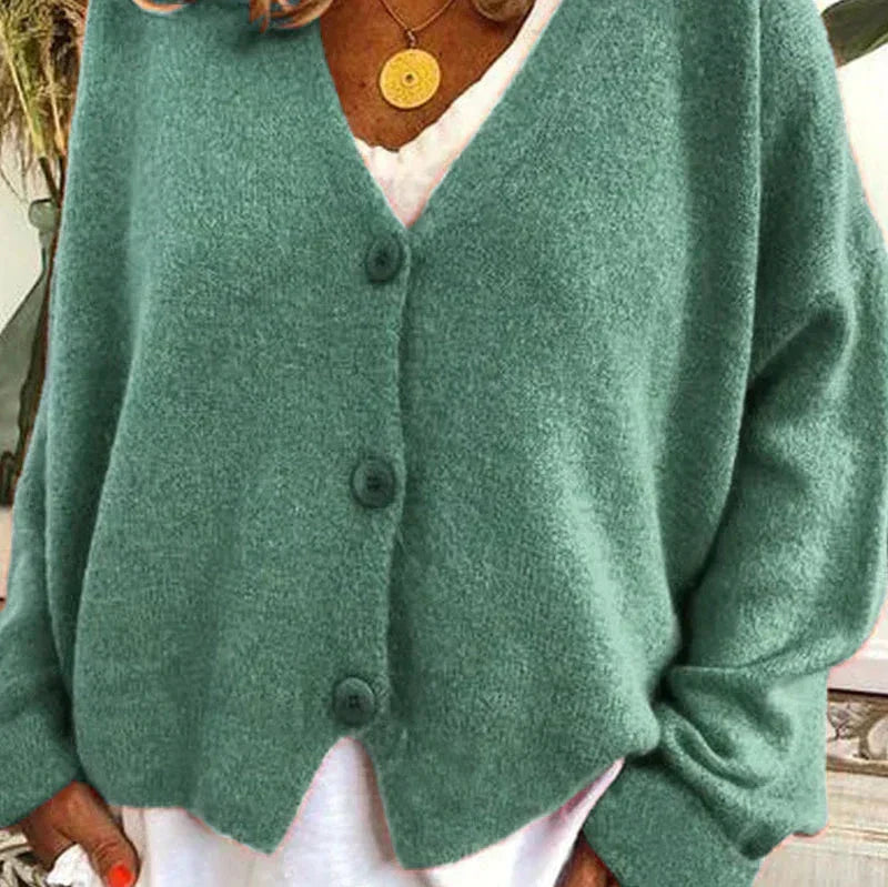 V-Neck Button Cardigan for Women
