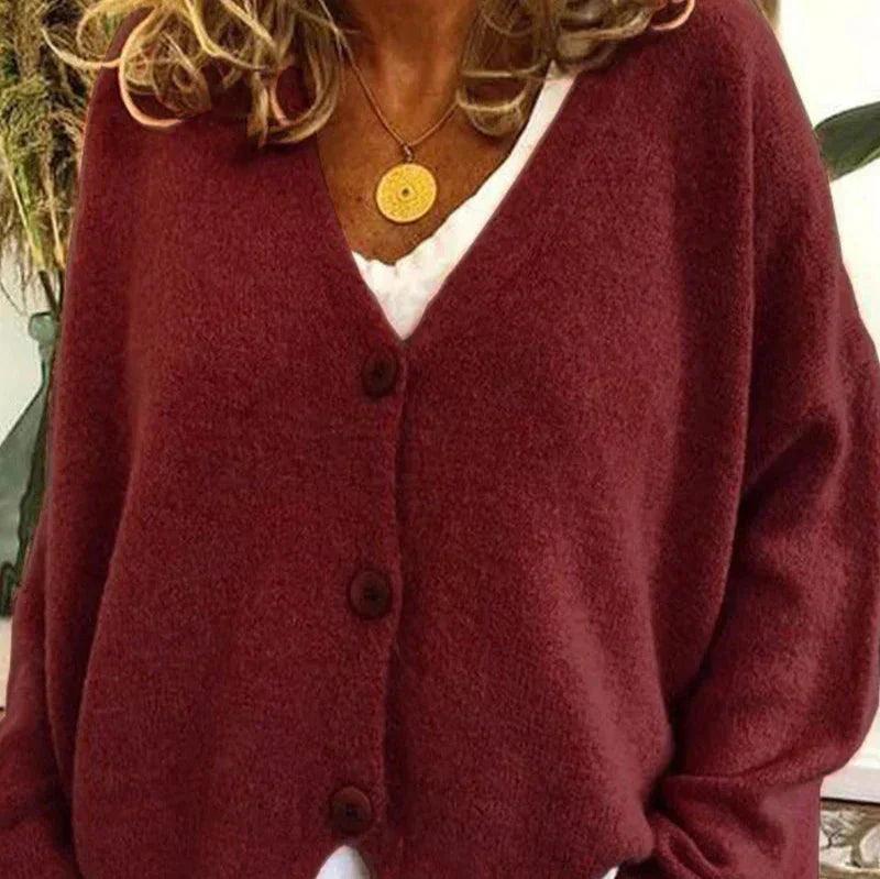 V-Neck Button Cardigan for Women