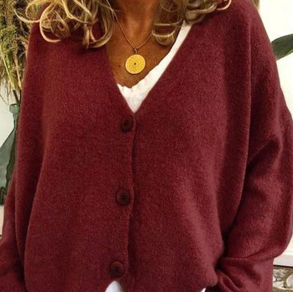 V-Neck Button Cardigan for Women