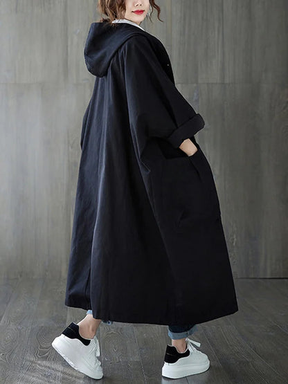 Oversized Coat with Hood and Pockets
