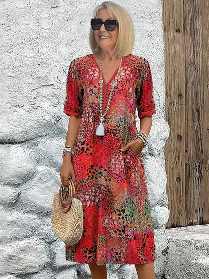 Relaxed Fit Floral Pattern Dress for Women