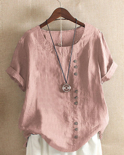 Summer Casual Blouse with Button Details for Women