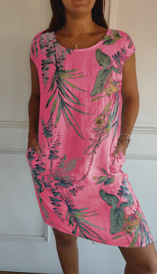 Casual Summer Dress with Leaf Print for Women