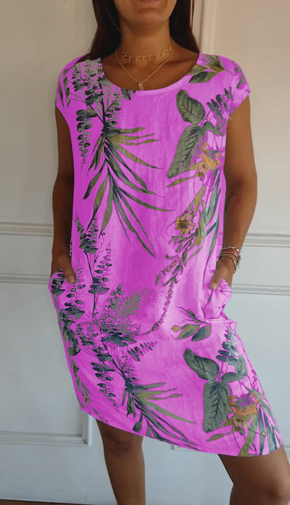 Casual Summer Dress with Leaf Print for Women