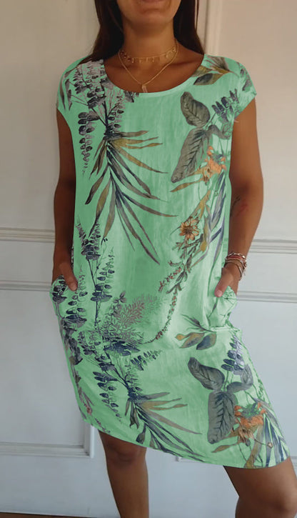 Casual Summer Dress with Leaf Print for Women