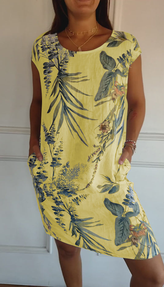 Casual Summer Dress with Leaf Print for Women