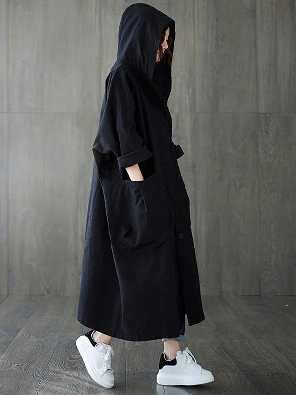 Oversized Coat with Hood and Pockets