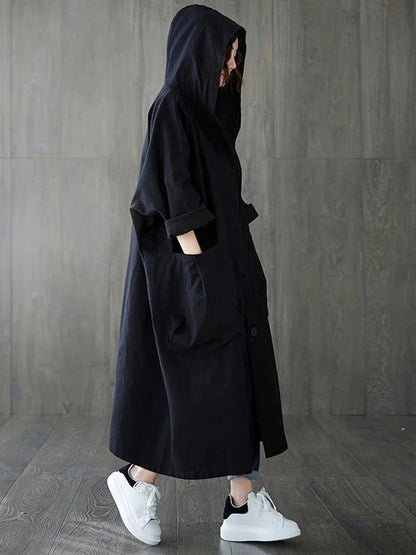 Oversized Coat with Hood and Pockets