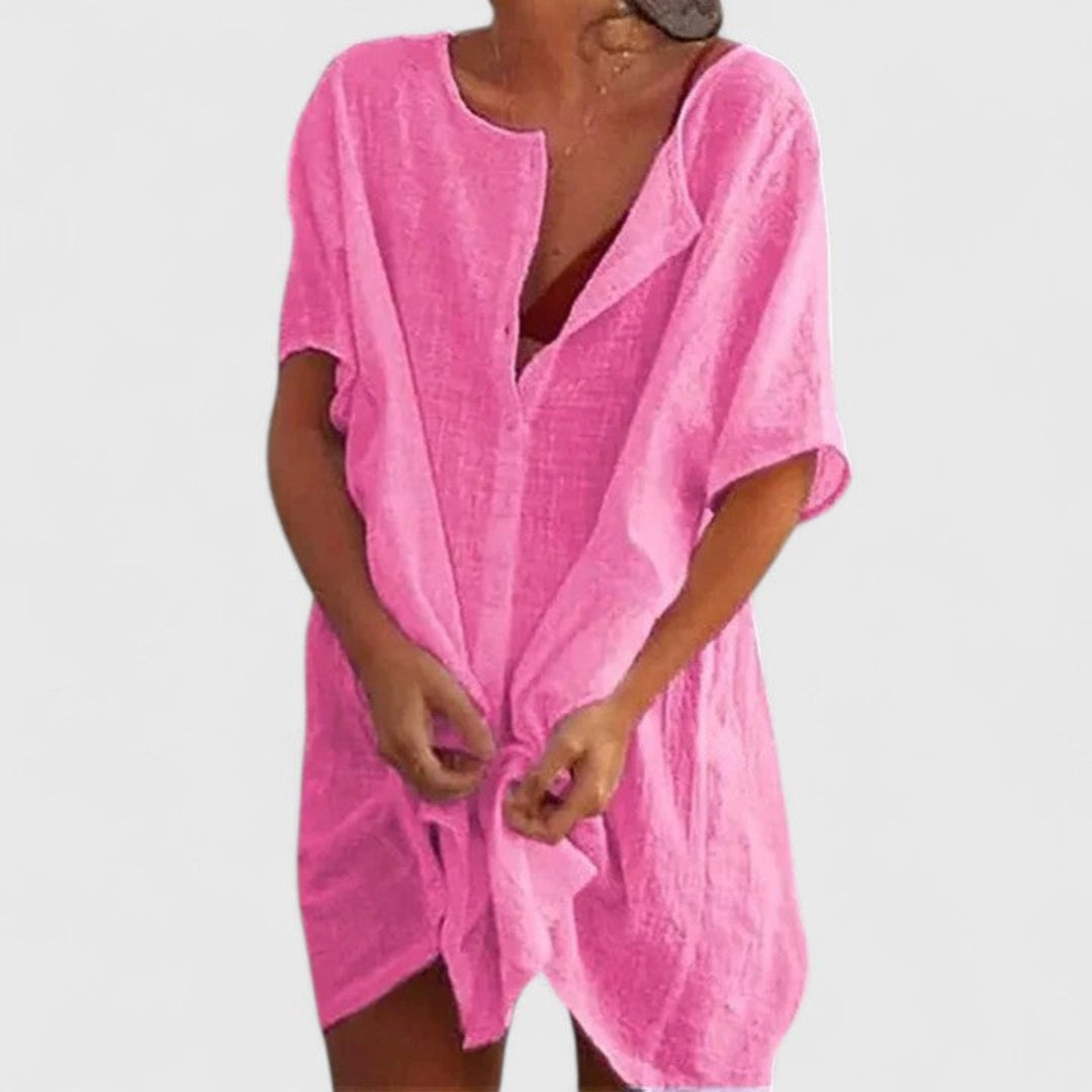 Loose Beach Cover-Up with Buttons Shorts for Women