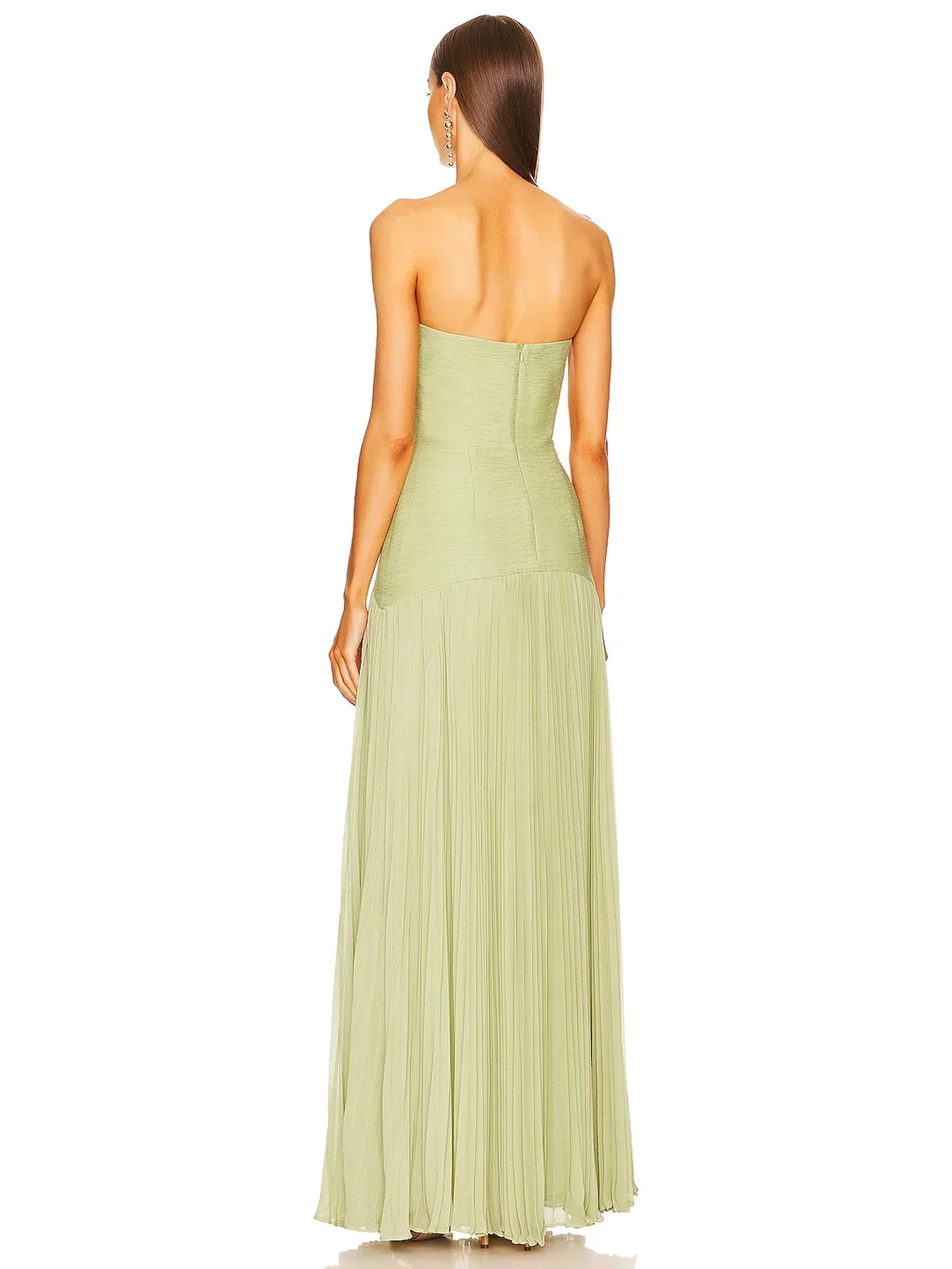 Strapless Pleated Maxi Dress for Wedding Guests for Women