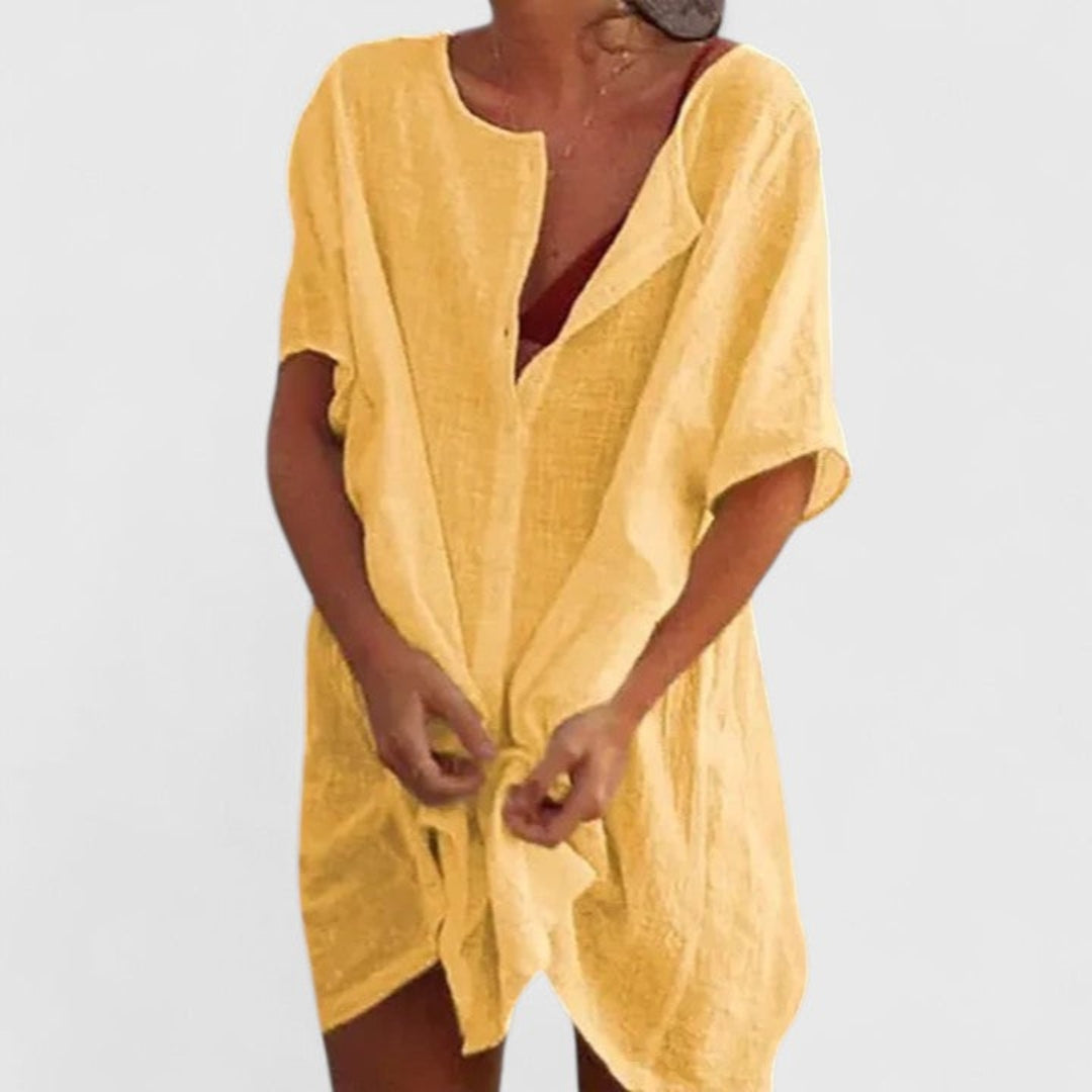 Loose Beach Cover-Up with Buttons Shorts for Women