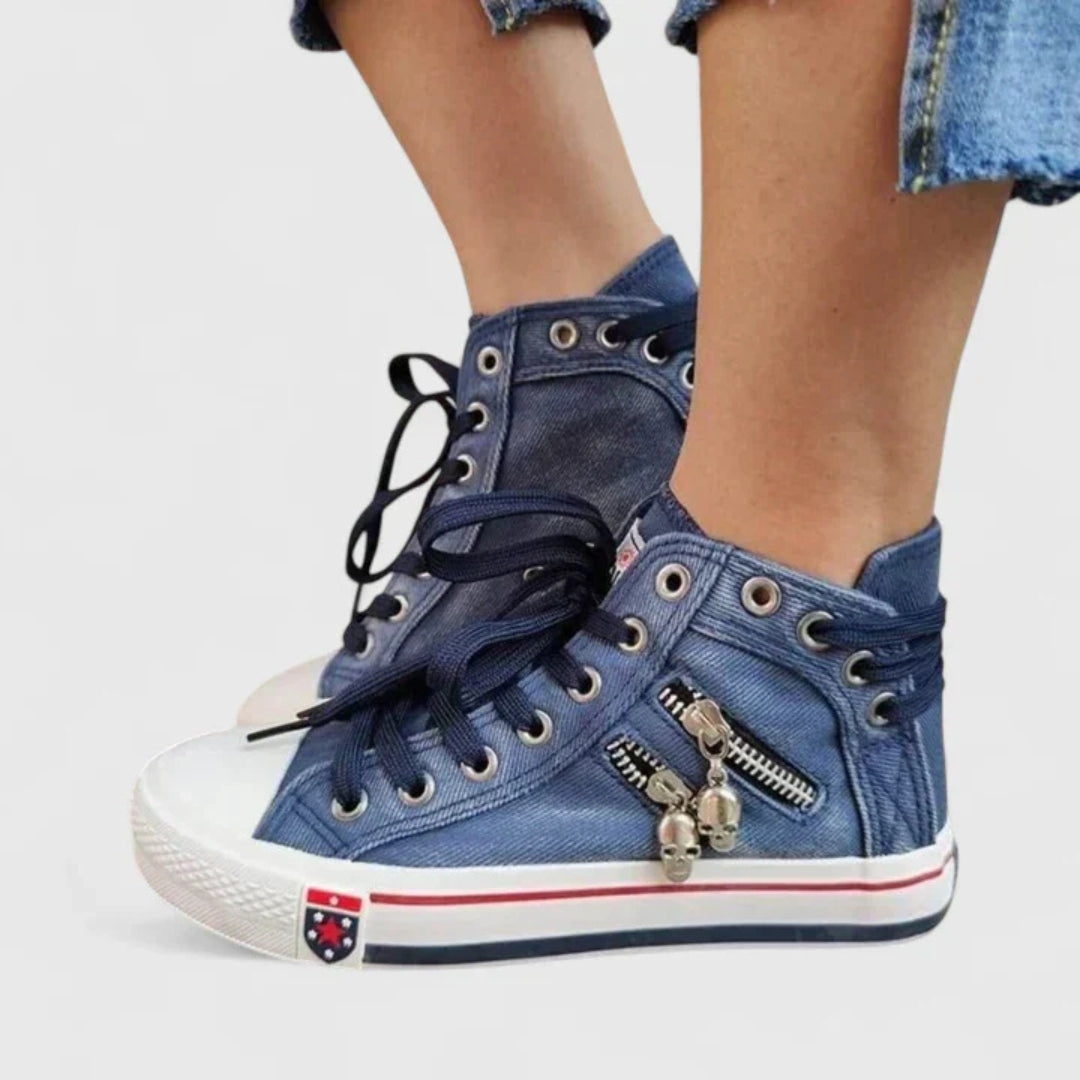 Denim High Top Sneakers for Women