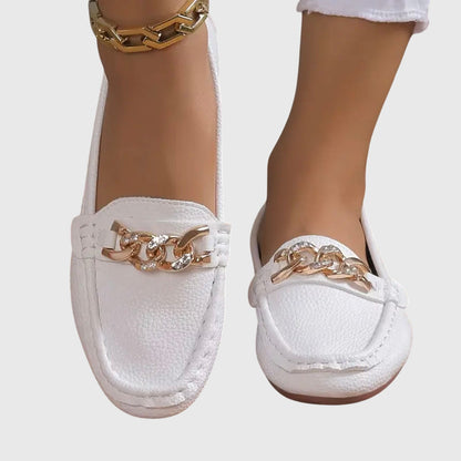 Slip-On Loafers with Chain Detail for Women
