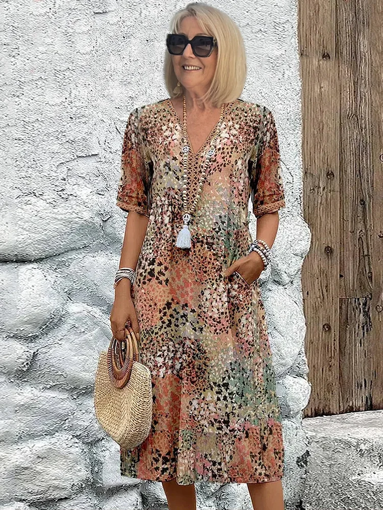 Relaxed Fit Floral Pattern Dress for Women
