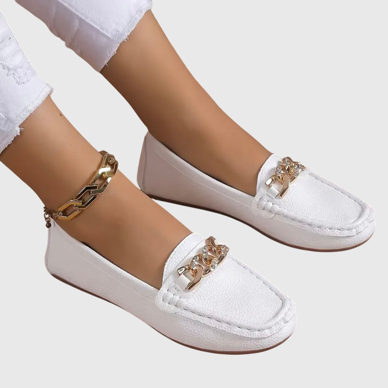 Slip-On Loafers with Chain Detail for Women
