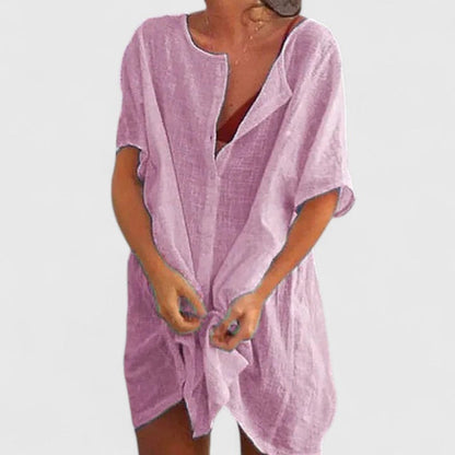 Loose Beach Cover-Up with Buttons Shorts for Women