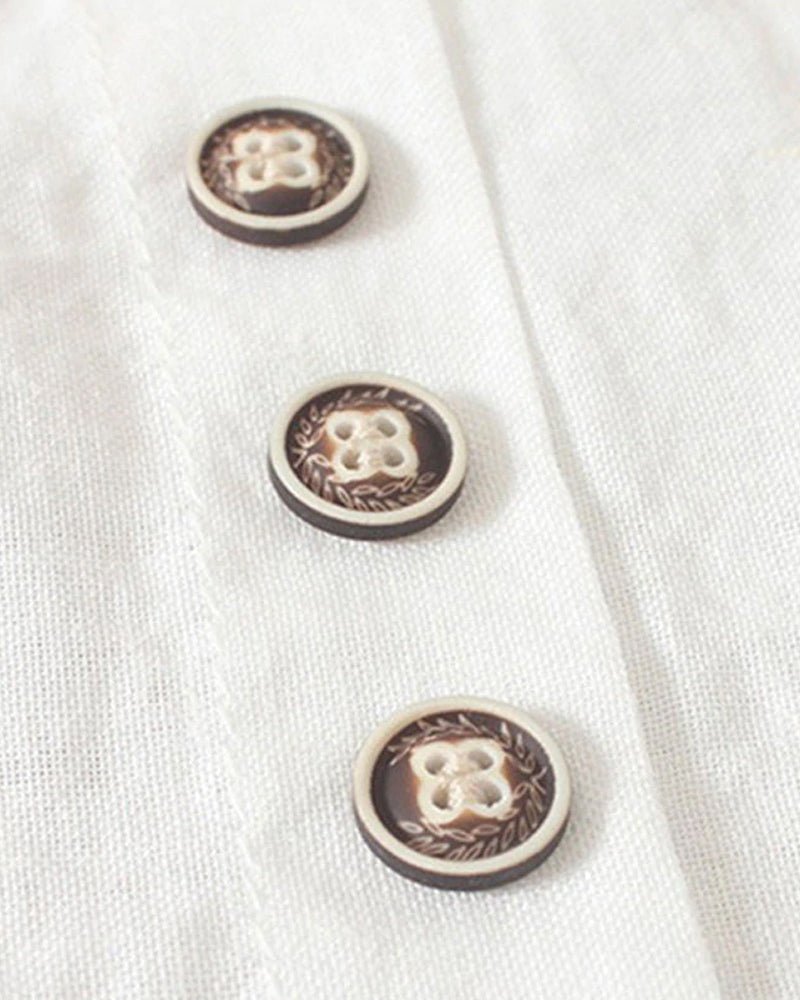Casual Linen Blouse with Button Details for Women