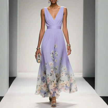 Dress with Floral Print for Wedding Guests for Women