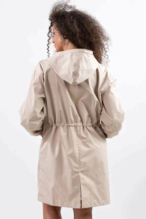 Casual Long Coat with Hood and Buttons for Women