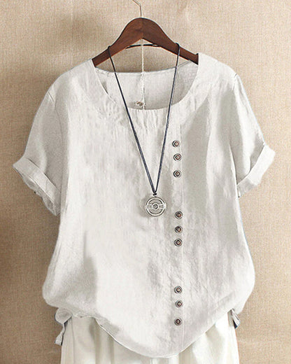 Summer Casual Blouse with Button Details for Women