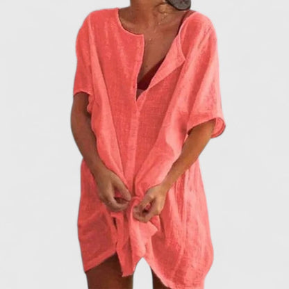 Loose Beach Cover-Up with Buttons Shorts for Women