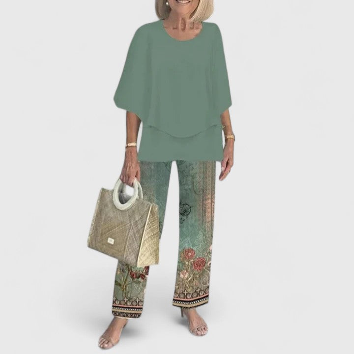 Printed Two-Piece Pants Set for Women
