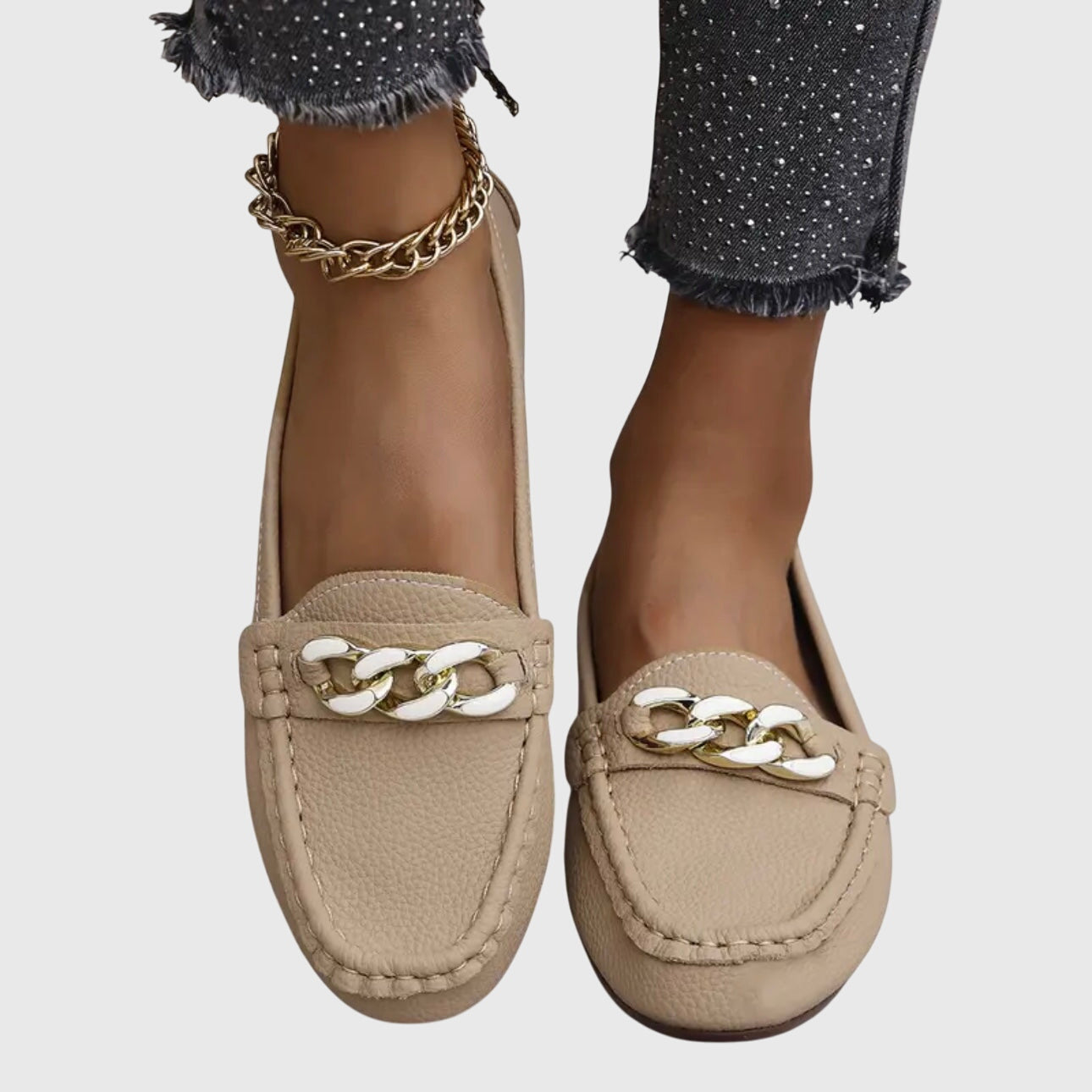Slip-On Loafers with Chain Detail for Women
