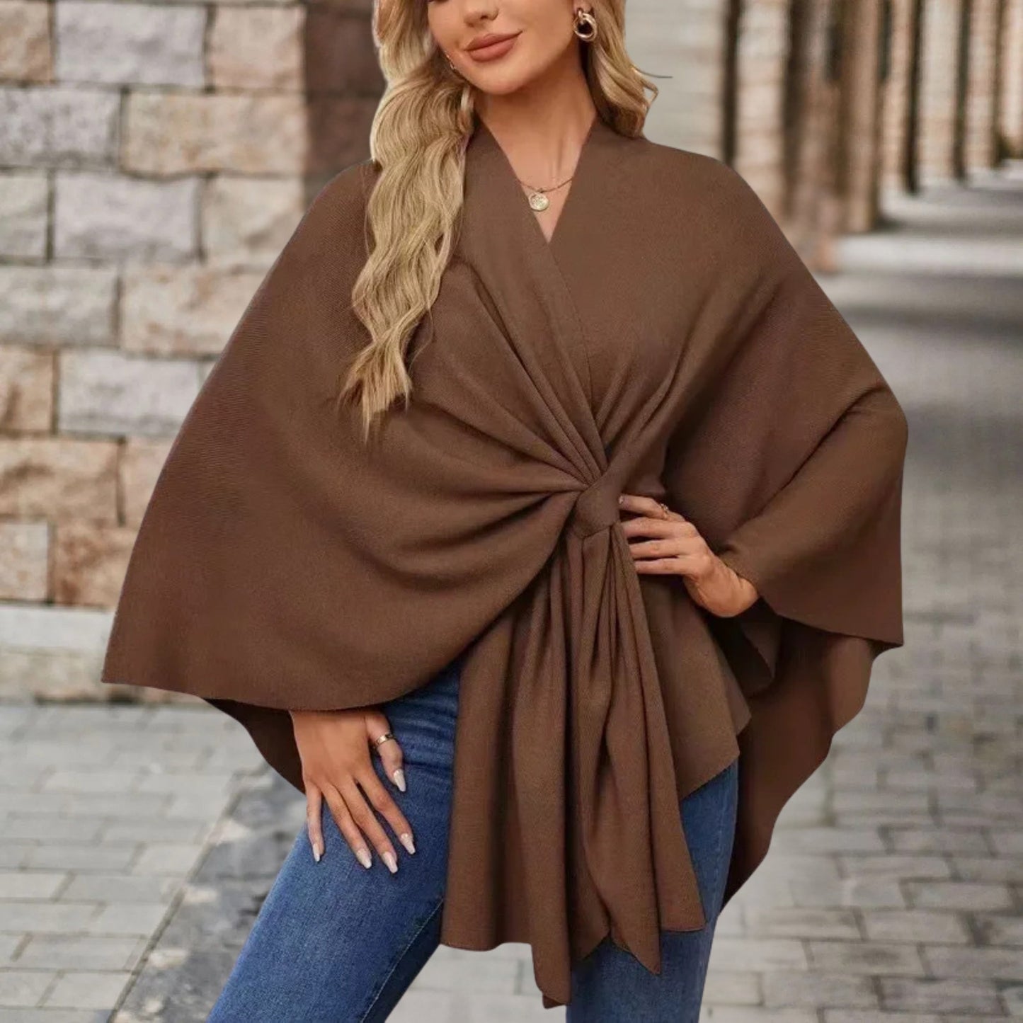 Top with Draped Knot Detail and Flowing Fit for Women