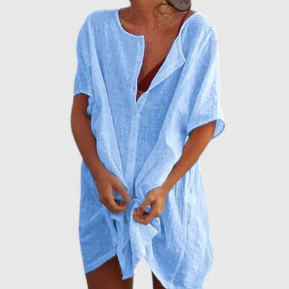 Loose Beach Cover-Up with Buttons Shorts for Women