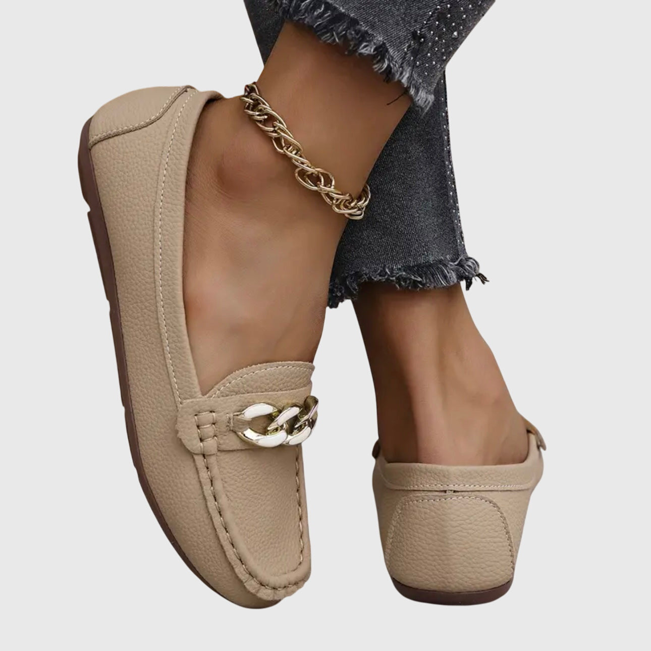 Slip-On Loafers with Chain Detail for Women