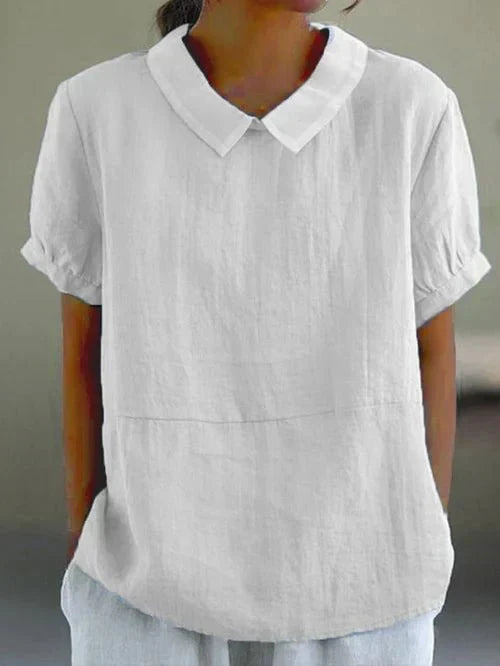 Linen Blouse with Peter Pan Collar for Women