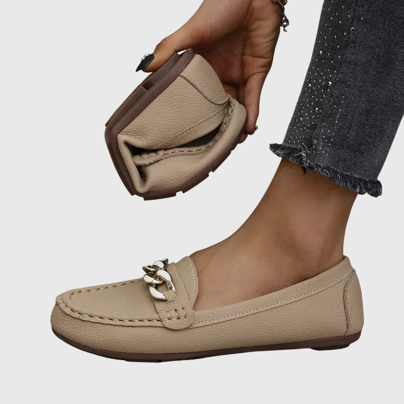 Slip-On Loafers with Chain Detail for Women