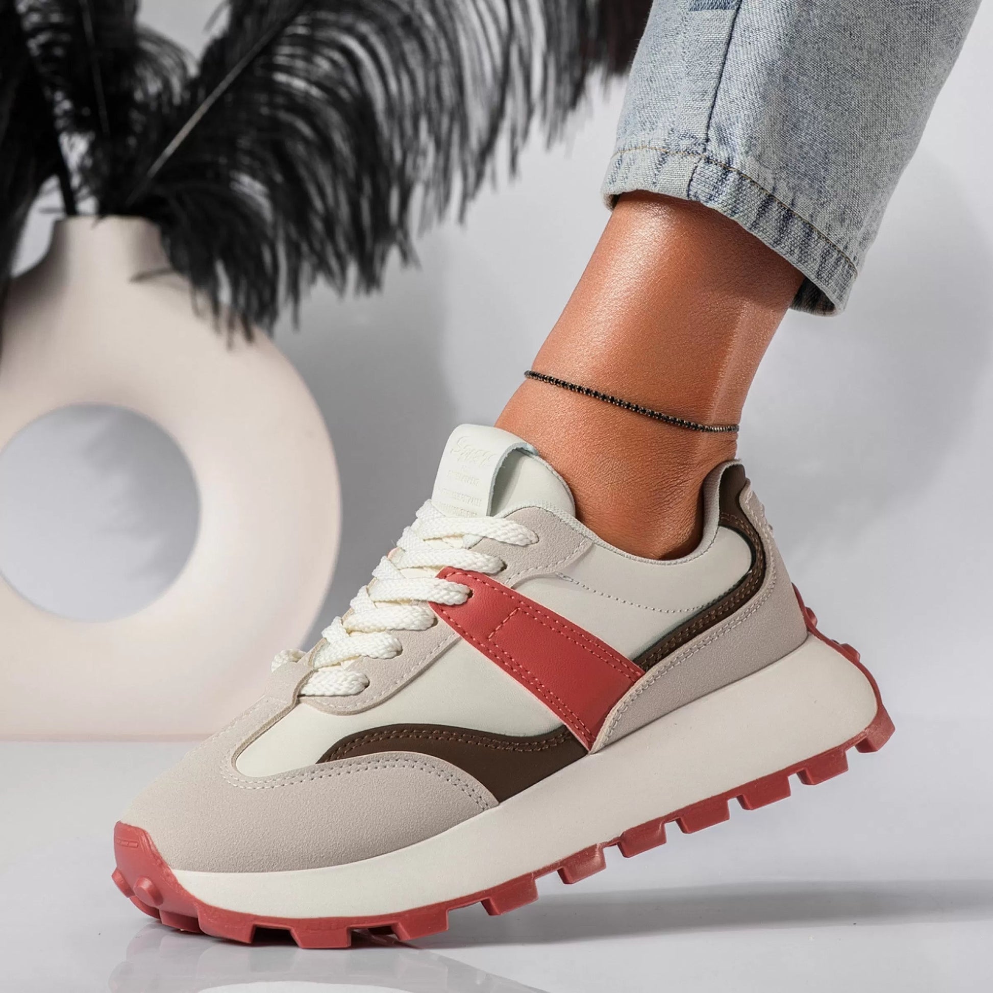 Lace-Up Sneakers with Chunky Sole for Women