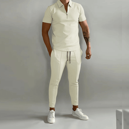 Two-Piece Set with Zipper Shirt for Men