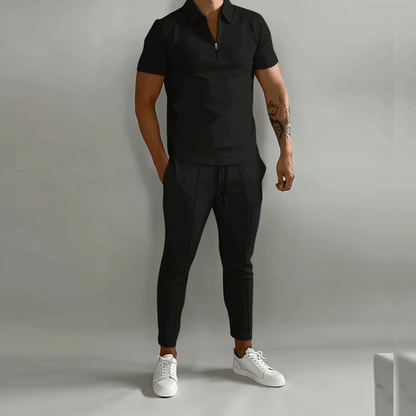 Two-Piece Set with Zipper Shirt for Men
