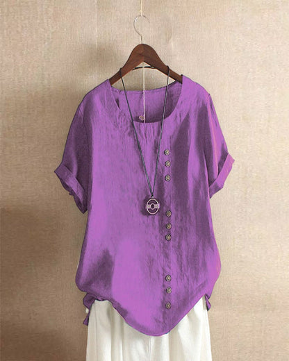 Summer Casual Blouse with Button Details for Women