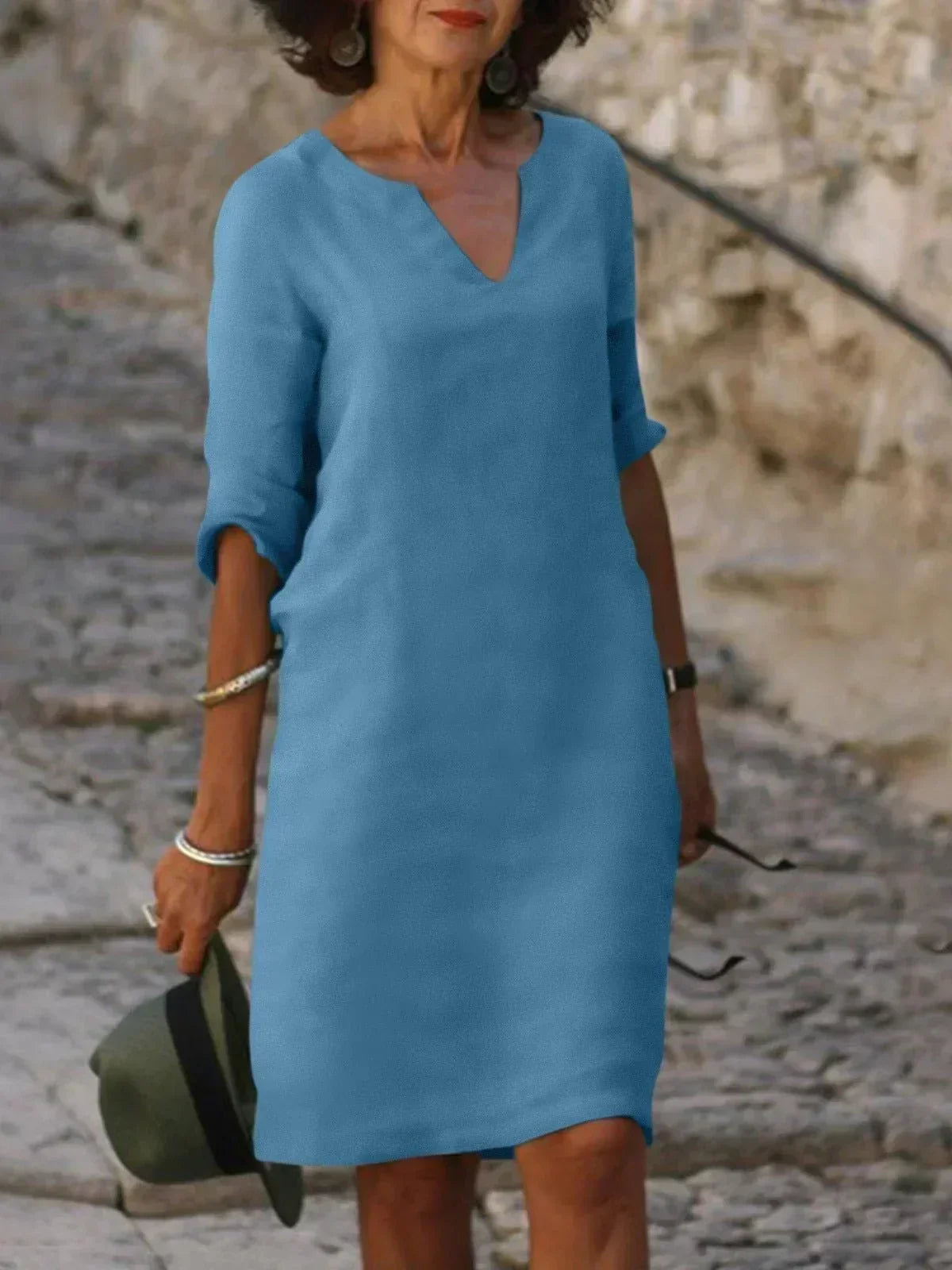 Elegant Midi Dress with Neckline for Women