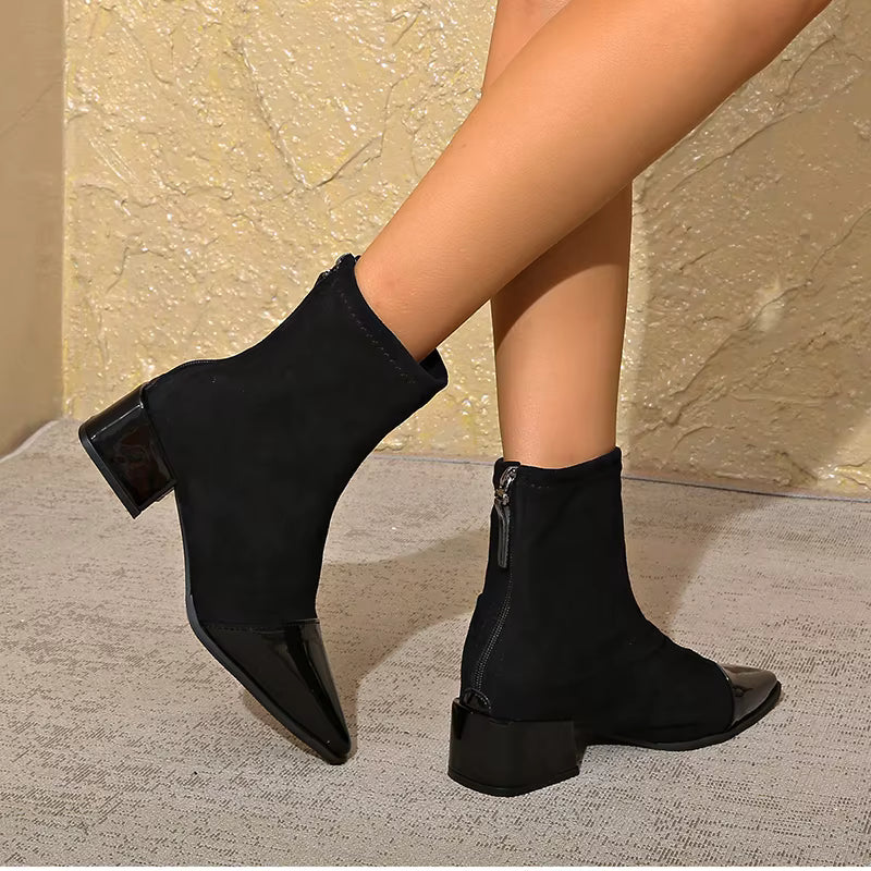 Winter Ankle Boots with Block Heel for Women
