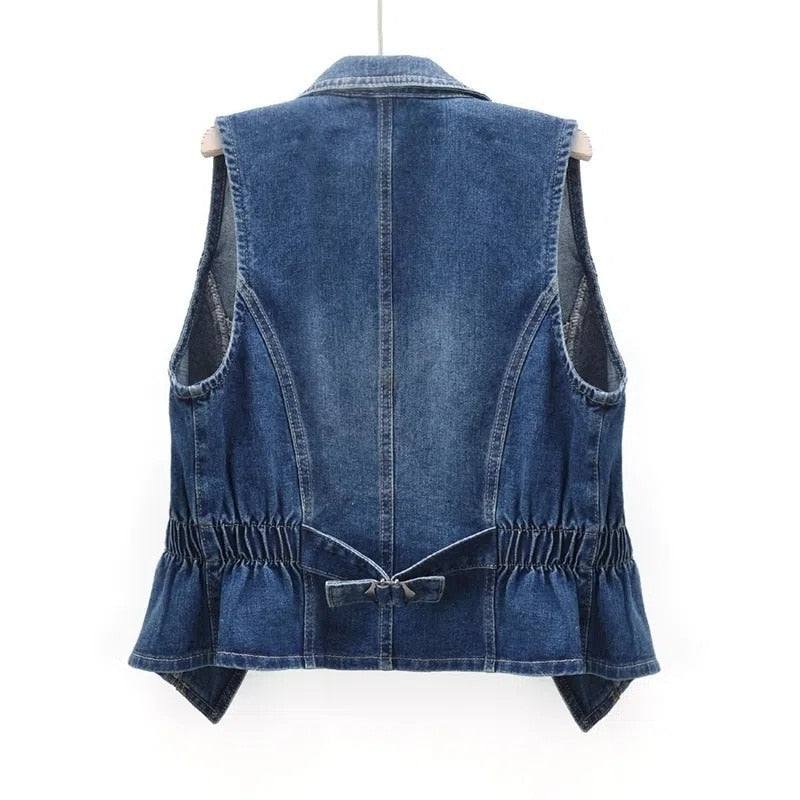 Casual Denim Vest without Sleeves for Women