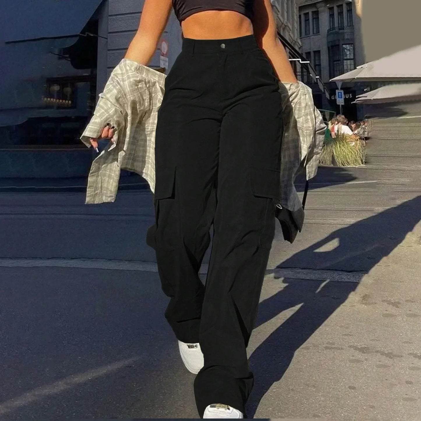 High-Waisted Street Cargo Pants for Women