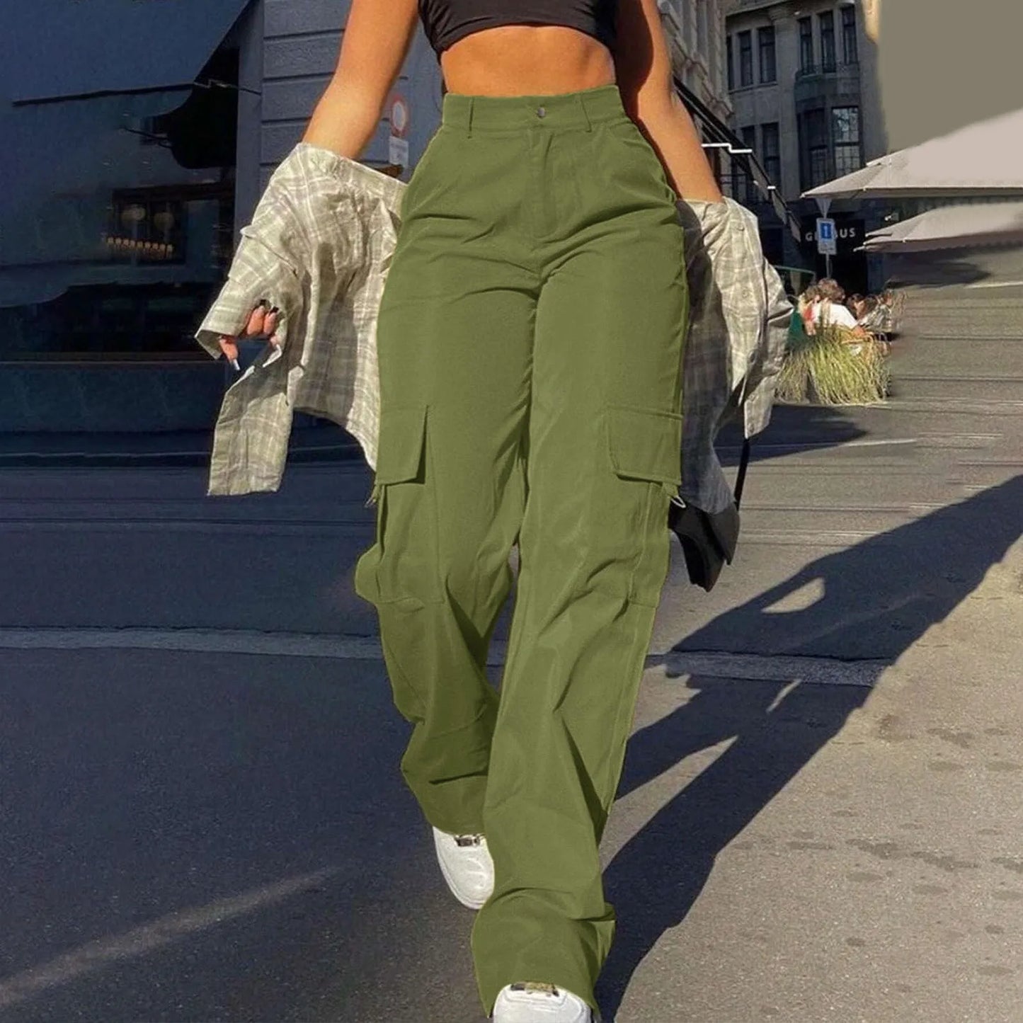 High-Waisted Street Cargo Pants for Women